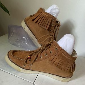 UGG Ariani - Chestnut Brown Moccasins with Fringe